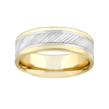 26 Jewels 14K Yellow/White Gold 6mm Design Wedding Band