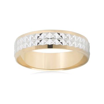 26 Jewels 14K Yellow/White Gold 6mm Design Wedding Band