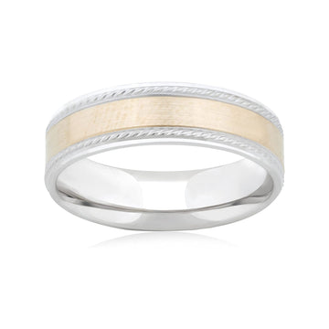 26 Jewels 14K Yellow/White Gold 6mm Design w/Milgraine Wedding Band