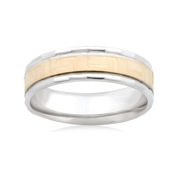 26 Jewels 14K Yellow/White Gold 6mm Design Wedding Band