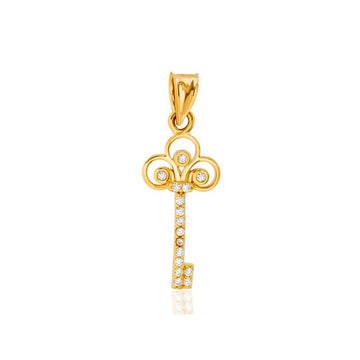 14k CZ Key Lock Pendant