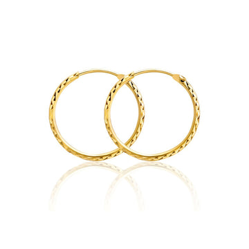 14k Diamond Cut Hoop Earrings (2mm)