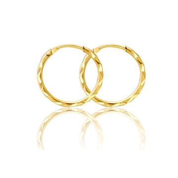 14k Diamond Cut Hoop Earrings (2mm)