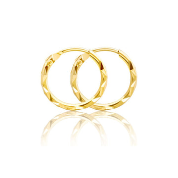 14k Diamond Cut Hoop Earrings (2mm)