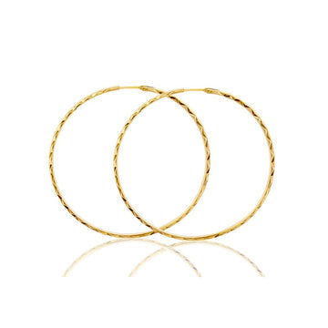 14k Diamond Cut Hoop Earrings (2mm)