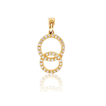 14k Double Circle CZ Pendant