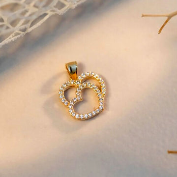 14k Double Heart CZ Pendant