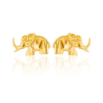 14k Elephant Stud Earrings - Cute Animal Earrings- African Safari Earrings - Solid Gold