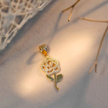 14k Flower CZ Pendant