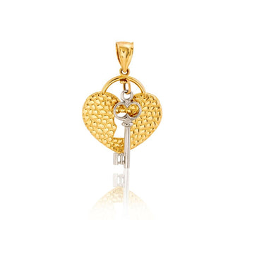 14k Heart Lock Pendant