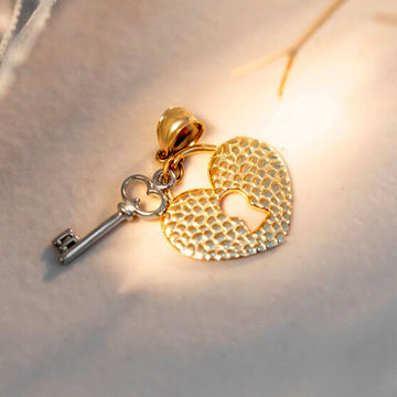 14k Heart Lock Pendant