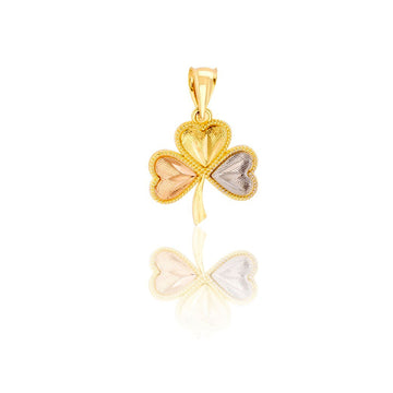 14k Real Solid Gold Heart/Clover Pendant