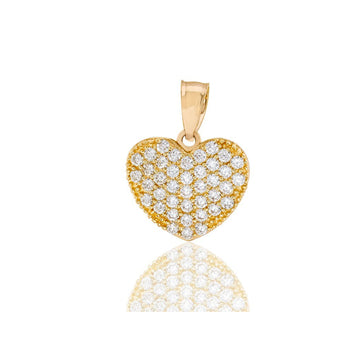 14k Solid Gold Dainty CZ Heart Pendant