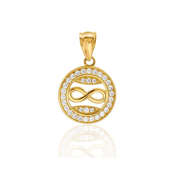 14k Solid Gold Infinity CZ Pendant