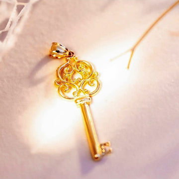 14k Solid Gold Key Pendant