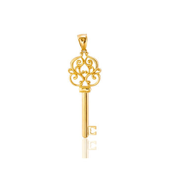 14k Solid Gold Key Pendant