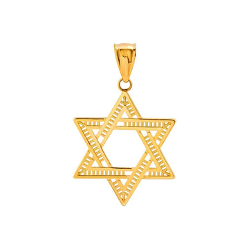 14k Solid Gold Star of David Pendant