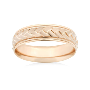 26 Jewels 14K Rose Gold 7mm Braided Wedding Band