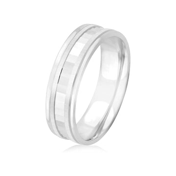 26 Jewels 14K White Gold 6mm Design Wedding Band