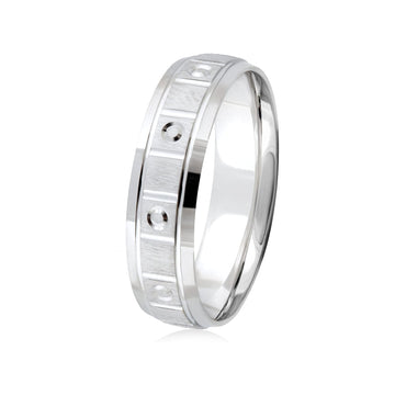 26 Jewels 14K White Gold 6mm Design Wedding Band