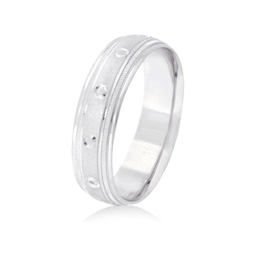 26 Jewels 14K White Gold 6mm Design Wedding Band