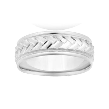 26 Jewels 14K White Gold 6mm Design Wedding Band