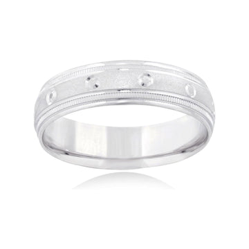 26 Jewels 14K White Gold 6mm Design Wedding Band