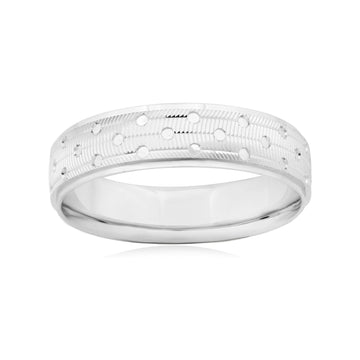 26 Jewels 14K White Gold 6mm Design Wedding Band