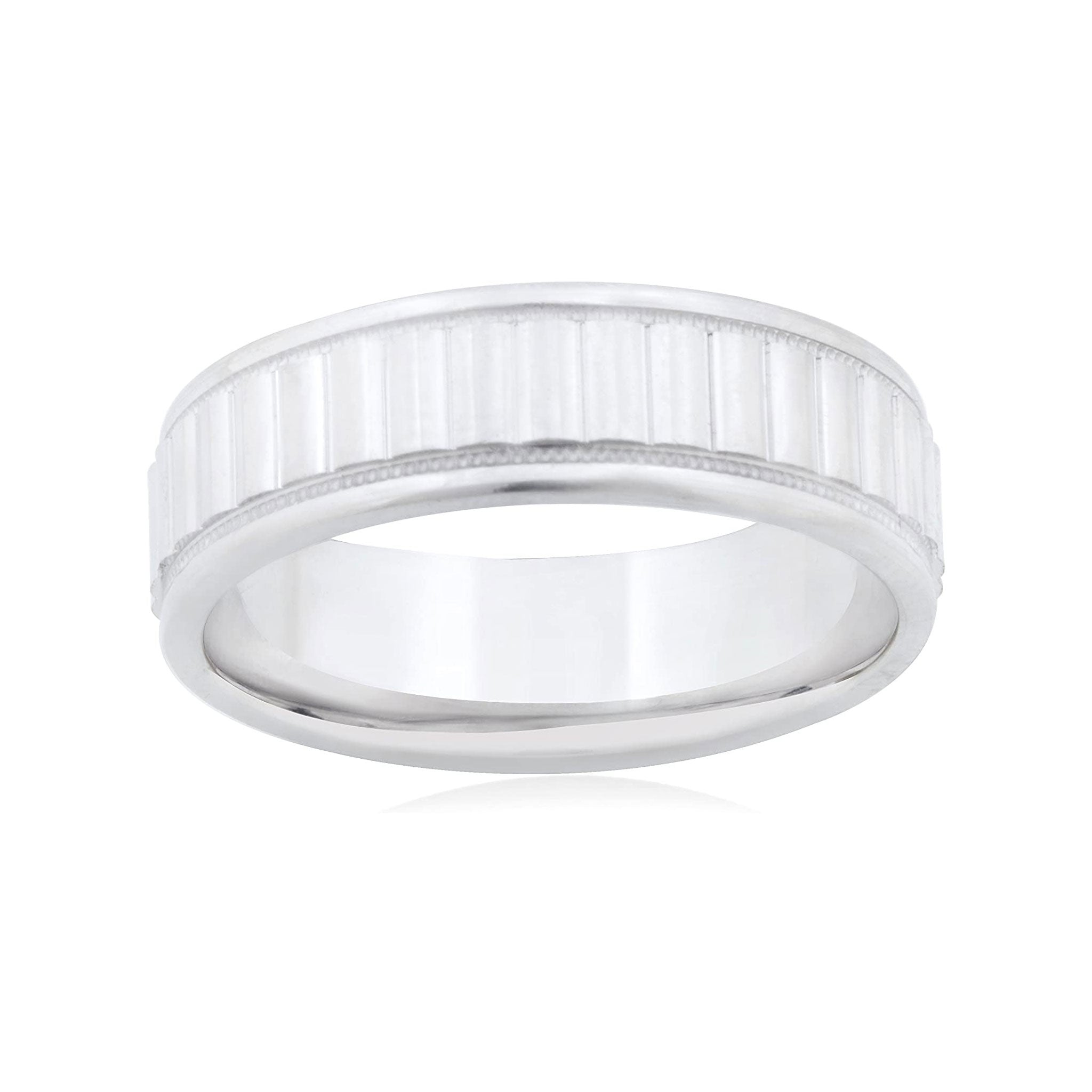 26 Jewels 14K White Gold 6mm Design Wedding Band