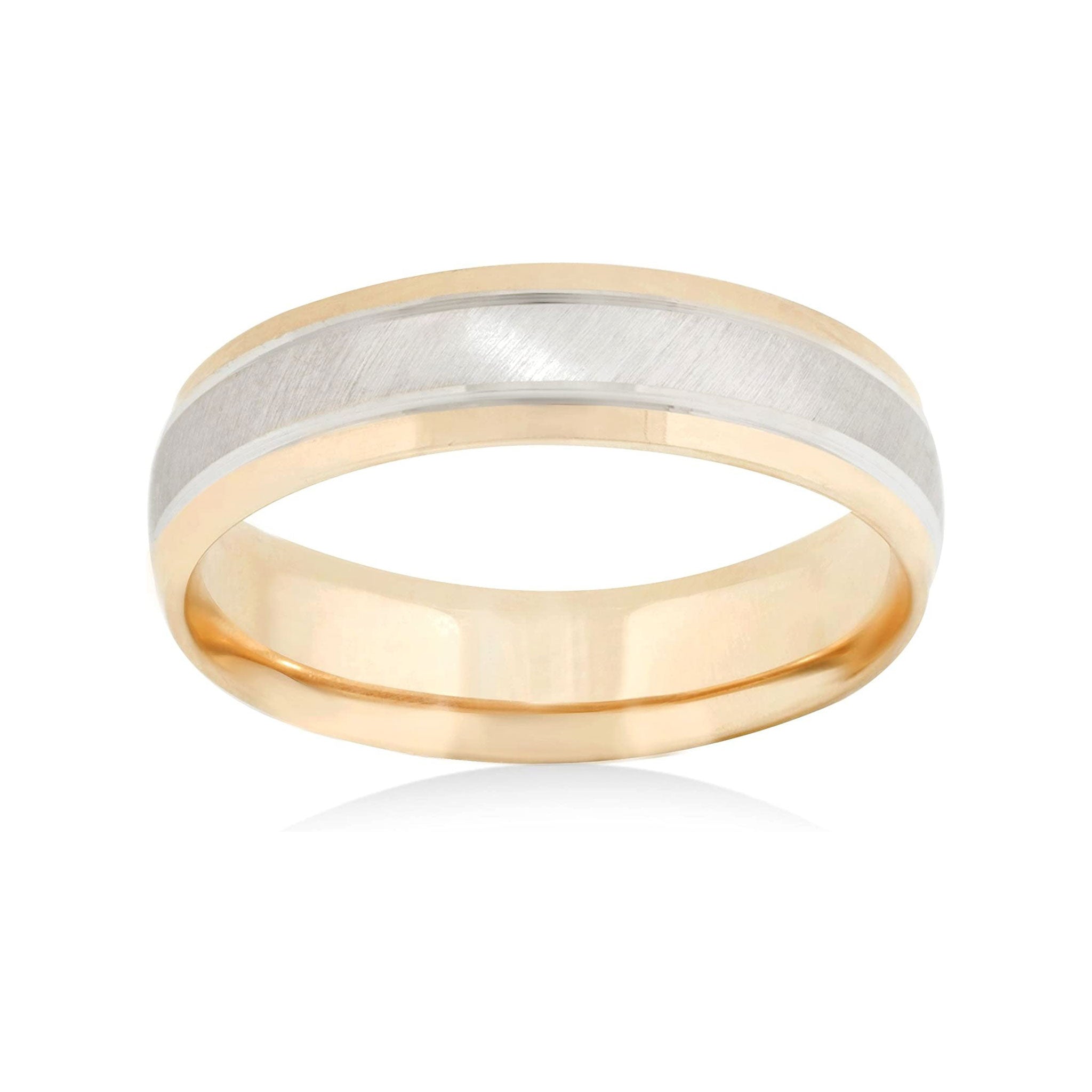 26 Jewels 14K Yellow/White Gold 6mm Design Wedding Band