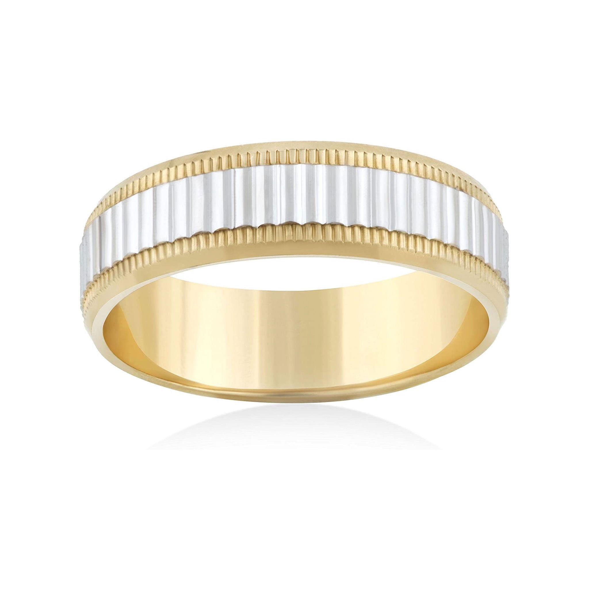 26 Jewels 14K Yellow/White Gold 6mm Design Wedding Band