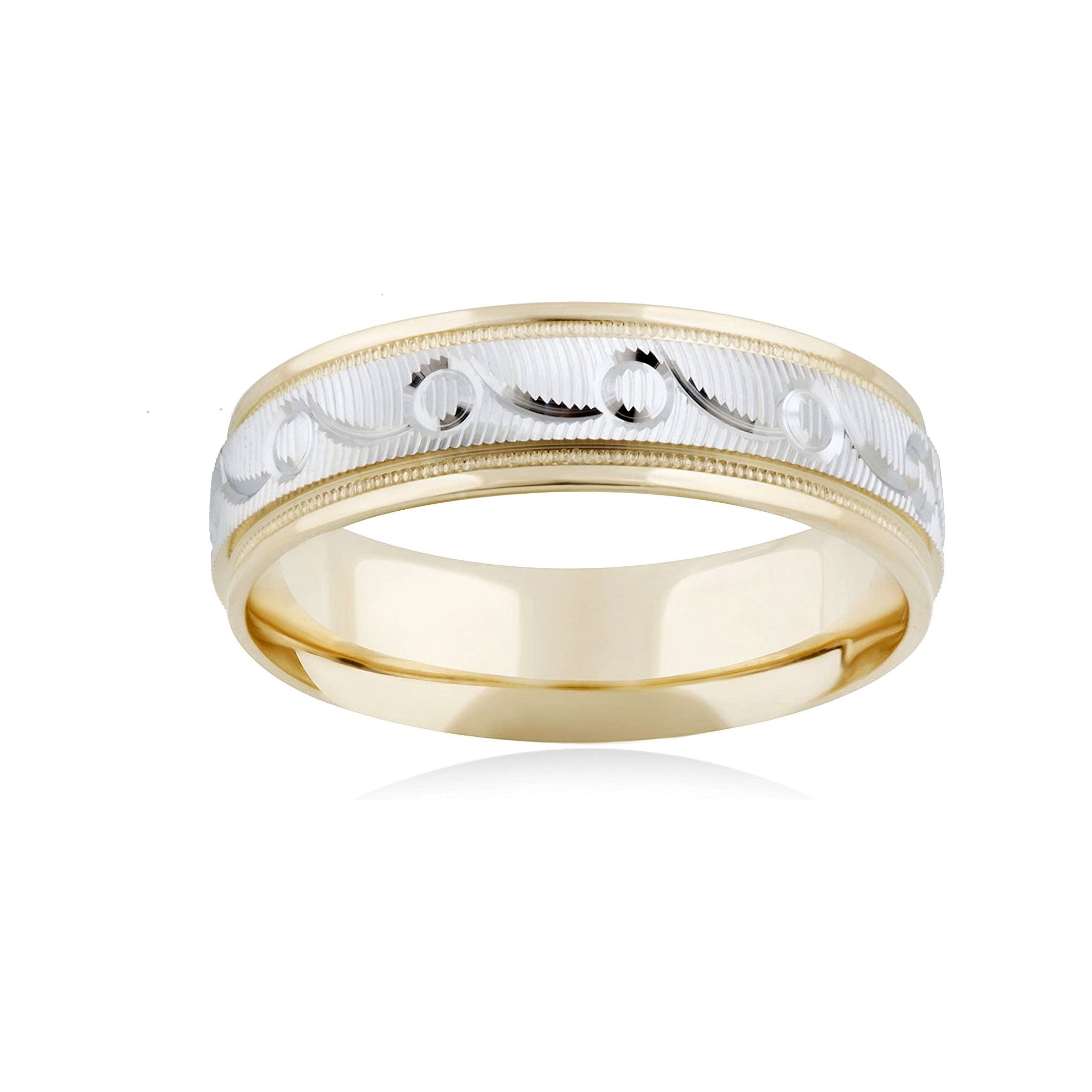 26 Jewels 14K Yellow/White Gold 6mm Design Wedding Band