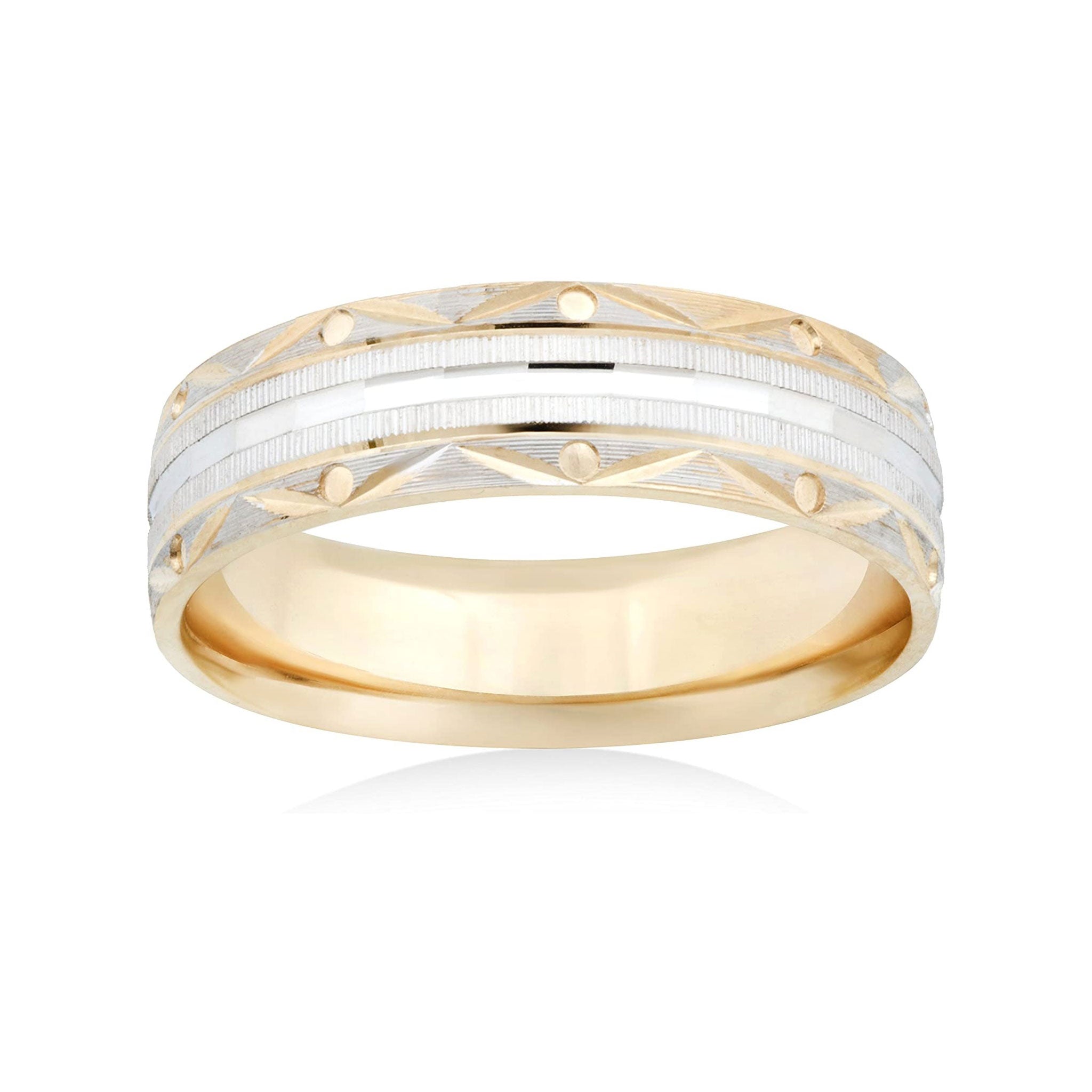 26 Jewels 14K Yellow/White Gold 6mm Design Wedding Band