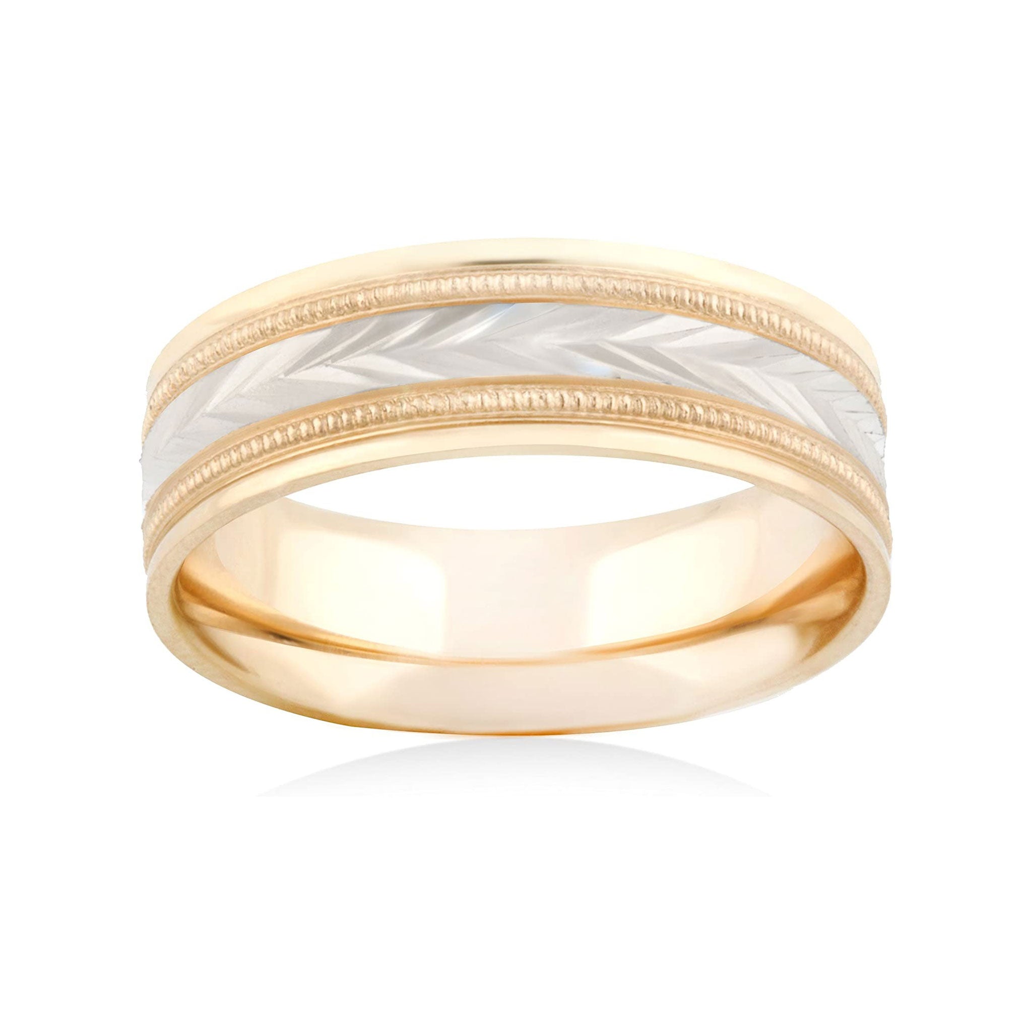 26 Jewels 14K Yellow/White Gold 6mm Design Wedding Band