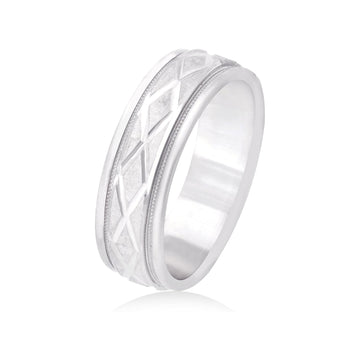 14K White Gold 6Mm Design Wedding Band