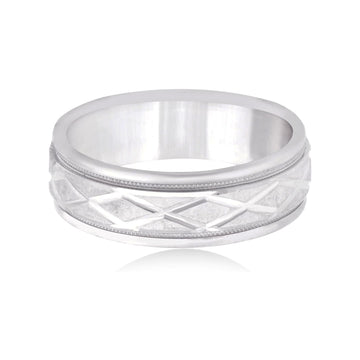 14K White Gold 6Mm Design Wedding Band